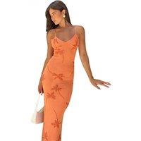 Sexy Embroidery Jacquard Sling Long Dress Women Slim V-neck Sleevelss Backless Hip Package Dresses