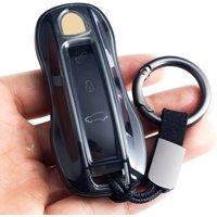 For Porsche Cayenne Coupe Taycan 911 Panamera Car Remote Key Fob Case Cover Keychain Ring Holder Protector Black Transparent