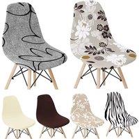 Solid Color Shell Chair Cover Stretch Cheap Short Back Chair Covers Printed Dining Seat Covers For