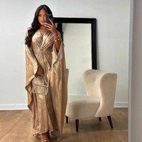 New UAE Dubai Luxury Shiny Abaya Batwing Sleeve Design Kimono Kaftan Closed Abaya Women Muslim Dress