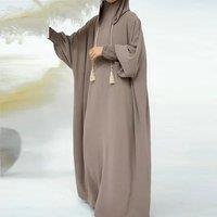 2025 Women's Tassel Robe Muslim Ramadan Prayer Costume Casual Bat Sleeve Arabic Oriental Robe with