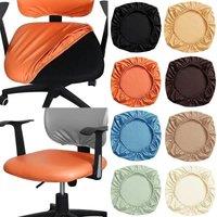 PU Leather Chair Seat Cover Slipcover Elastic for Home Office Hotel Chair Seat Cover Dining Seat