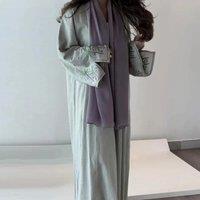 New Chic Ramadan Ethnic Muslim Kimono Open Abaya for Turkey Women Modest Solid Embroidery Full
