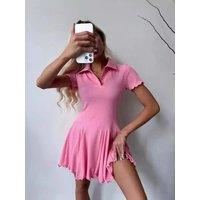 Casual Women's Solid Color Summer Slim Swing Dress 2025 Sexy Plus Size Office Versatile Mini Dress