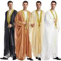 Eid Muslim Men Cardigan Abaya Long Dress Islamic Ramadan Kimono Long Robe Saudi Arabic Musulman