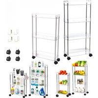 Slim Rolling Storage Cart, 3/4 Layers 9cm/12cm Organizer Mobile Shelving Unit for Kitchen Office Bathroom Laundry Narrow Places