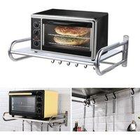 Microwave Oven Rack, Durable Stainless Steel Kitchen Organizer, Wall-Mounted Shelf with 614 lbs Load