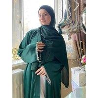 Ramadan Kimono 2 Piece Abaya Set Turkey Islam Arab Hijab Dress Muslim Sets Khimar For Women Robe
