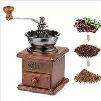1PCS Vintage Manual Coffee Grinder Burr Hand Crank Grinders Wooden Vintage Style Hand Coffee Grinder