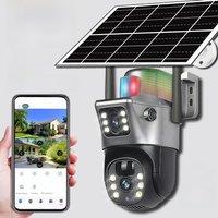 Dual Lens Solar 4G IP Camera 8MP 4K Wireless Surveillance Camera WiFi for Smart Home Night Vision with People Detection CCTV