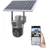 Outdoor Solar Powered Dual Lens IP Camera 4G SIM Card/WiFi Surveillance Wireless Home Security Network CCTV System