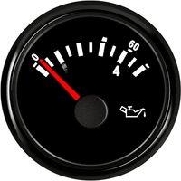 52mm Pointer Black Oil Pressure Gauges 0-5Bar Auto / Marine Oil Pressure Meters 0-75Psi with Red Backlight 9-32vdc 10-184ohm