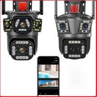 16MP 8K WiFi Camera Outdoor 12X Zoom 360 Surveillance Three Screen CCTV Security Protection 6K 12MP Video Street Camera