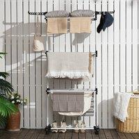 Folding Clothes Airer with 3-Tier Wheels with Wings 73X64X177Cm