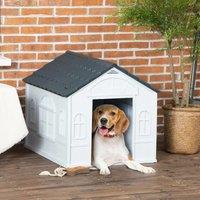 Dog Kennel 65X75.7X63 cm with Gray and White Window Pattern