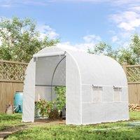 greenhouse tunnel 245x200x200cm with 4 windows cultivation plants White