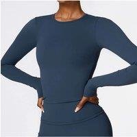 Women Yoga T-shirts Solid Sports Top Long Sleeve Gym Workout Running Shirts Sexy Exposed Navel Quick Dry Fitness Gym Sport Wear