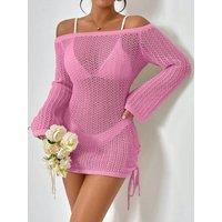 Fashion Style Beachwear Cover Up Knitting Sexy Hollow Out Short Dress Women's Summer Vacation