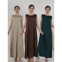 Silky Satin Abaya Under Dress Islamic Inside Abayas Robe Muslim Sleeveless Inner Dresses for Women