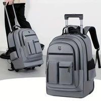 Large Capacity Travel Backpack With Wheels, Multi Layer Trolley Luggage Bag, Multifunctional