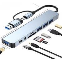 Type-c eight-in-one dual-head notebook computer multifunctional multi-interface hub