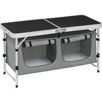 Folding Picnic Table Aluminum Suitcase Table with Storage Bag Cupboards Height-Adjustable Camping