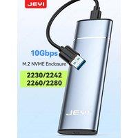 JEYI M.2 NVMe/SATA SSD Enclosure - Aluminum Tool-Free USB 3.2 Gen2 10Gbps for 2280 SSD