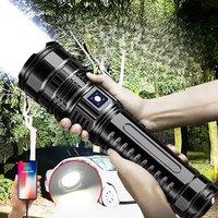 1000000LM Most Powerful LED Flashlight Rechargeable Type-c Flashlight Long Range 6000M Tactical