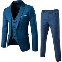 Four-season Men's Business Casual Suits 2-piece, Single-button Suit Jacket + Suits Pants