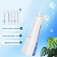 h2ofloss Oral Irrigator Dental Portable Water Flosser Electric Water Pick Jet Teeth Cleaner 5 Modes 6 Nozzles Waterproof