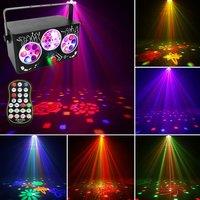 DJ Disco Party Light 4IN1 Effect Pattern Lazer Light Projector LED Strobe Lights DMX Sound Activated Kaleidoscope Show Lights