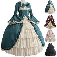 Medieval Dresses Gothiced Court Dress Royal Lady Ball Lolita Dress Square Neck Tight Waist Bowknot