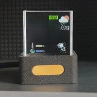 Crystal Cube Photo Display Holographic Desktop Smart Weather Station Digital Clock with GIF Animated
