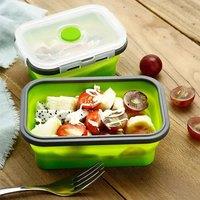 1pc Collapsible Silicone Food Lunch Box Dinnerware Foldable Fruit Salad Storage Food Box Container
