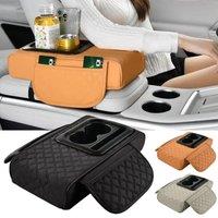 Car armrest pads Organizer, Car Armrest Extender with Storage, Leather Tissue Box Holder, Storage Tray Height Adjuster for Cente