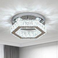Modern Crystal Ceiling Light,Hexagonal Crystal Ceiling Lamp, Dimmable Crystal Stainless Steel Chandelier Living Room