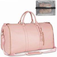 Foldable Women's Travel Convenient Carry-on Clothing Bag Large PU Leather Duffel Bag Women's