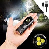 High Quality 3 LED Flashlight 18350 Aluminium Alloy Torch Rechargeable USB Light IP68 Waterproof