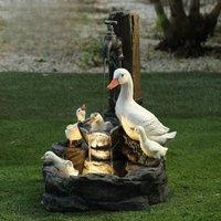 E2 Duck Solar Power Squirrel Resin Patio Fountain Garden Design With Led Light Garden Decoration