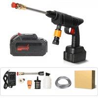 Portable High Pressure Water Gun Cleaning Car Wash Machine Garden Watering Hose Nozzle Sprinkler Foam Water Gun 48HV Big Battery