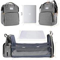 Foldable Diaper Bag Baby Bed Bags Crib Travel Backpack with Changing Station Insulated Pocket Large