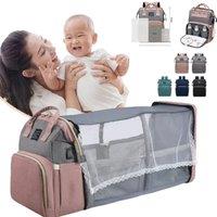 Multifunctional Mother and Baby Bag Mom Bag Bottle Backpack 2024 New Folding Sleeping Changing Bag