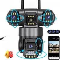 3 Lens Video Surveillance Camera Wifi Network CCTV Camera 4G SIM Card Wireless 360 Monitor Outdoor
