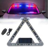 Solar Car Strobe Warning Light RGB Foldable LED Anti Collision Light Flasher Stroboscopes Emergency Lighting Parking Signal Lamp