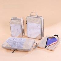 4pcs Set Travel Packing Cubes Space-saving Clothes Bra Socks Compression Organizer Bag Portable Shoe