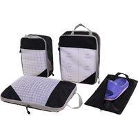 Compressed Packing Cubes Travel Storage Set with Shoe Bag Mesh Visual Luggage Organizer Portable