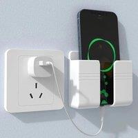 Wall Mobile Phone Holder Plug Phone Charging Stand Remote Control Storage Box Bracket Punch-Free