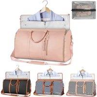 Large Convenient Portable PU Leather Clothing Bag Black Fashionable Travel Luggage Cross-Border Easy