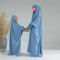 One Piece Jilbab Child Girl Hooded Abaya for Women Kids Muslim Prayer Garment Dubai Khimar Hijab