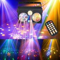4IN1 Effect Laser Stage Lights 18W LED Pattern Party Lights Sound Activated LED Strobe Lights for DJ Disco Dancing Club KTV Bar